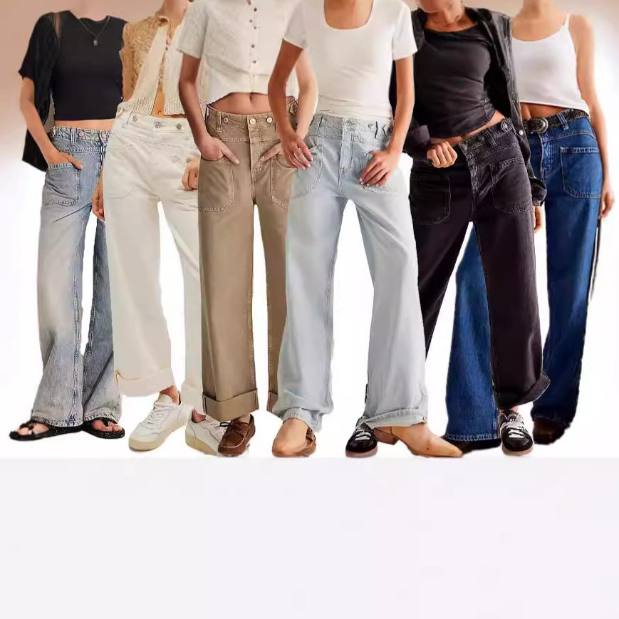 2025 new straight leg wide-leg jeans for women阔腿直筒牛仔裤图片