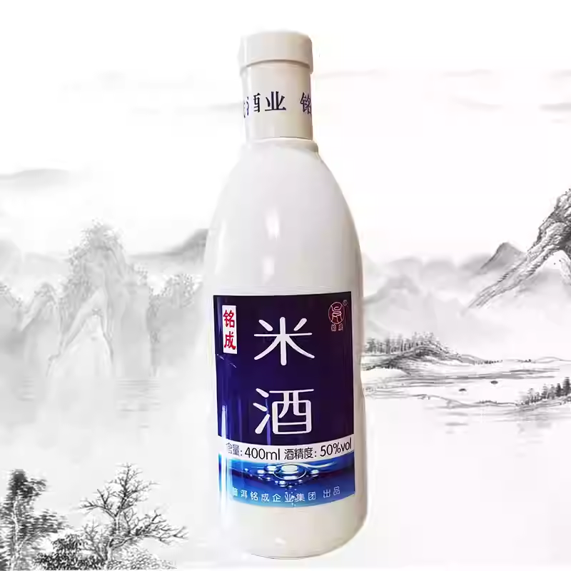 云南特产景谷铭成米酒瓷瓶液态法酒清香型400ml×6瓶50度配制酒高