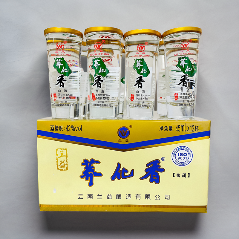 云南兰益系列 荞化香酒苦荞酒荞花香酒小荞42度45mlx24杯清香型酒