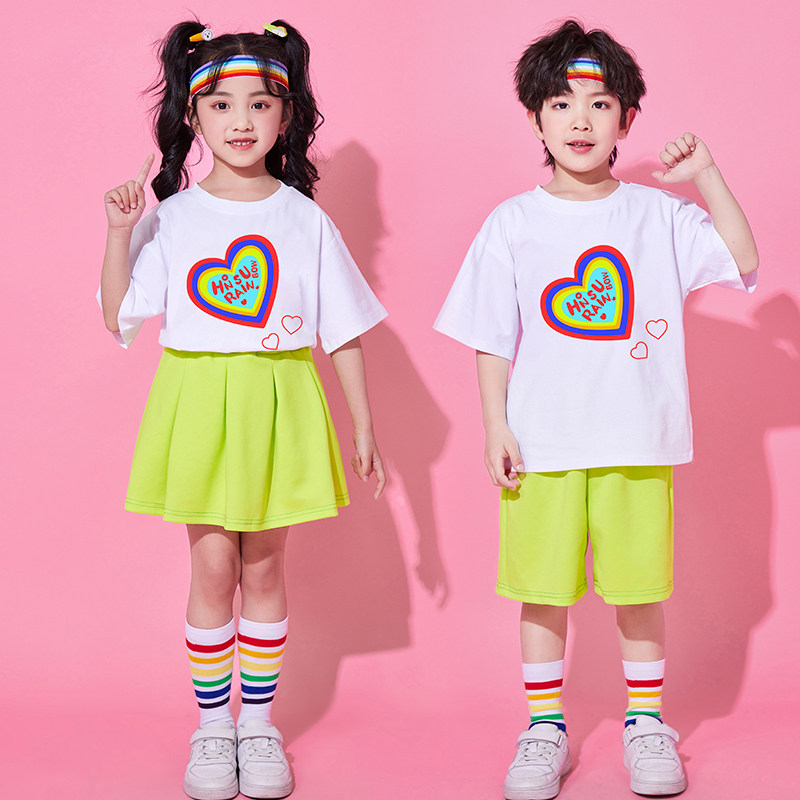 六一儿童啦啦操演出服幼儿园男女童舞蹈服运动会拉拉队表演服纯棉