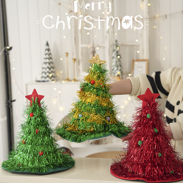 圣诞树帽子儿童圣诞帽头饰成人圣诞节装饰幼儿园礼物拍照道具装扮