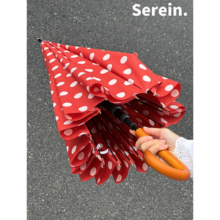 Serein复古加大雨伞16骨长柄伞折叠自动加固抗风结实弯钩双人伞