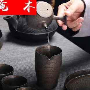 定制淹木手工薄胎公道杯 茶 分茶器 鎏金釉大公杯茶具茶海陶瓷日式