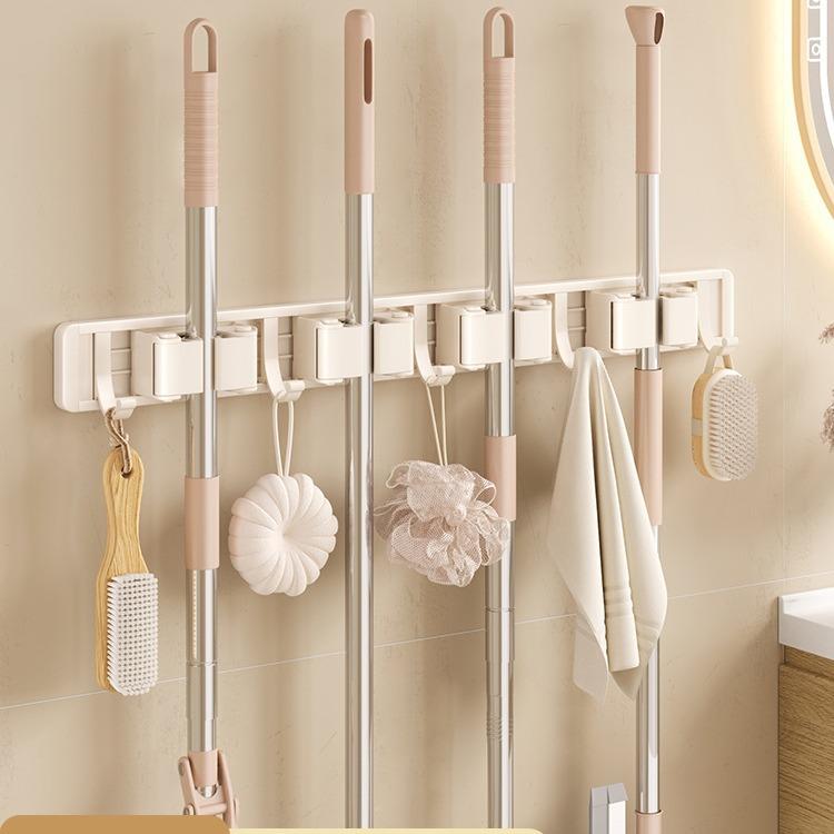 JUMILY壁挂拖把夹架免打孔挂钩阳台浴室卫生间卡扣固定扫把置物收