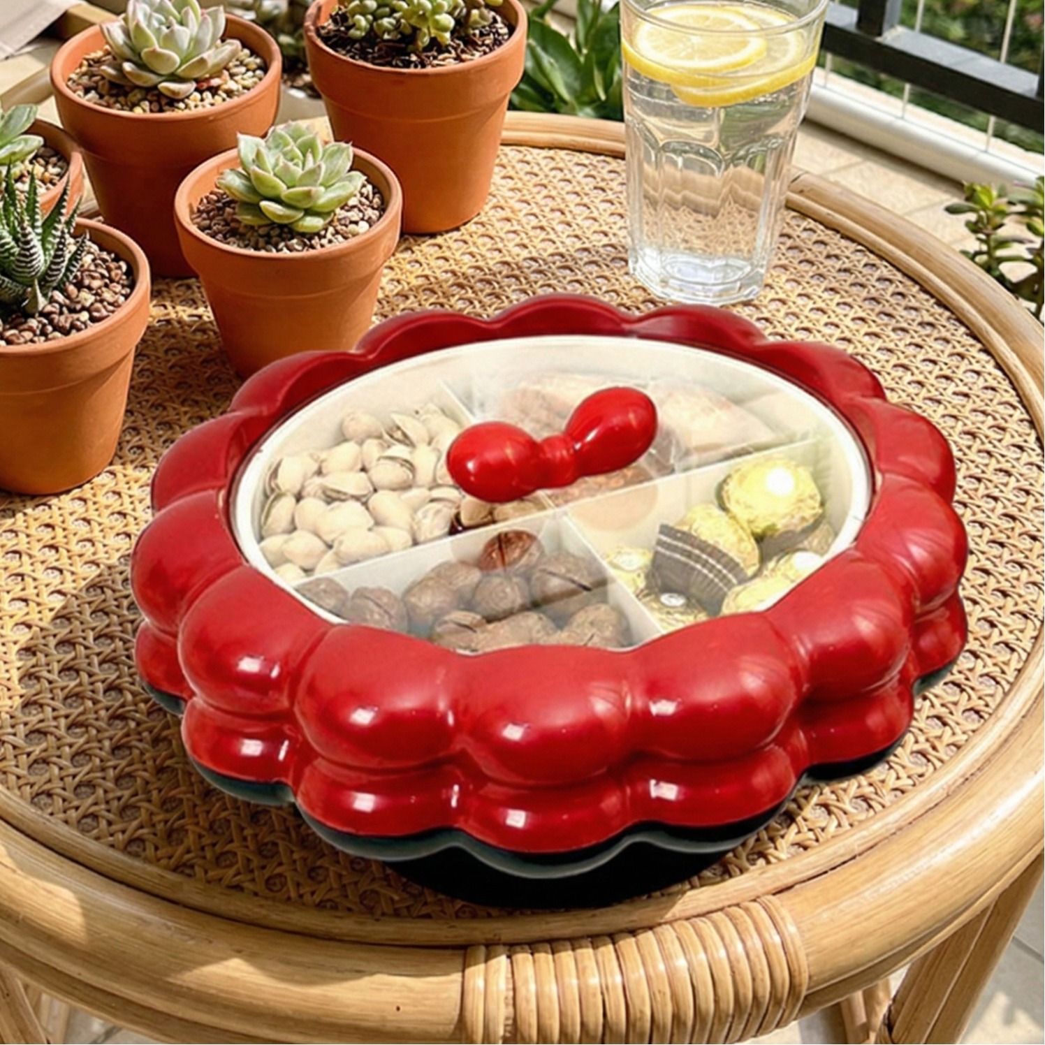 JUMILY家用干果点心盘收纳盒分格带盖糖果盘水果盘轻奢高档高级感