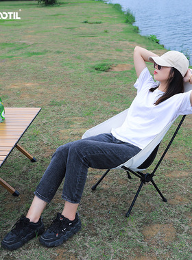 户外折叠椅露营椅子随身便携简易轻便月亮椅野营沙滩椅躺椅写生椅