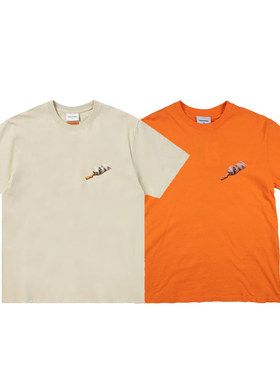 THISISNEVERTHAT韩国 潮牌Chess图案印花亮橙色纯棉青春休闲短袖