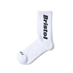 F.C.REAL Logo高筒微弹防臭运动棉袜休闲袜白色 BRISTOL经典