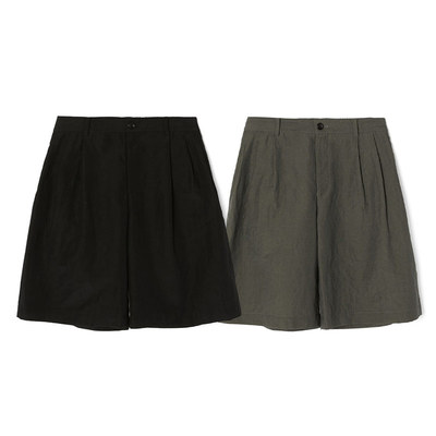 NHOOLYWOOD 新款 男子夏季日系宽松休闲简约舒适纯色短裤