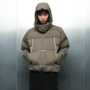 SAN SAN GEAR Taped Puffer Jacket Brown 棕色连帽外套短羽绒服