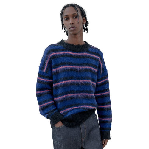 uniform experiment Brushed Border Sweater 男士拼色拉绒毛衣
