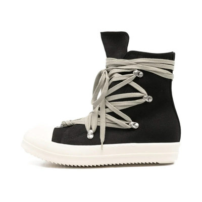 RICK OWENS DRKSHDW | Megalace 男女疯狂绑带帆布鞋黑色 / 奶白