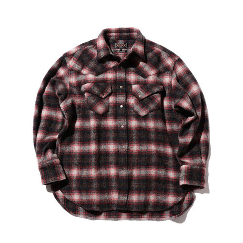 BEAMS PLUS Western Shirt Wool 男子西式羊毛复古舒适长袖衬衫