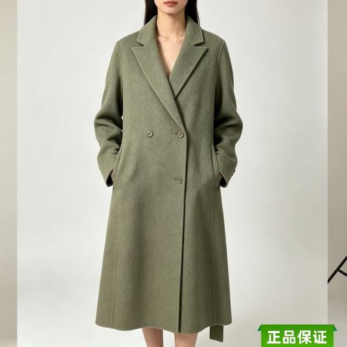 羊绒双面大衣女高级感极简风1山羊绒长款腰带双面呢外套