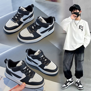 儿童鞋子2026春秋新款男童运动鞋休闲女童高帮板鞋中大童真皮鞋潮
