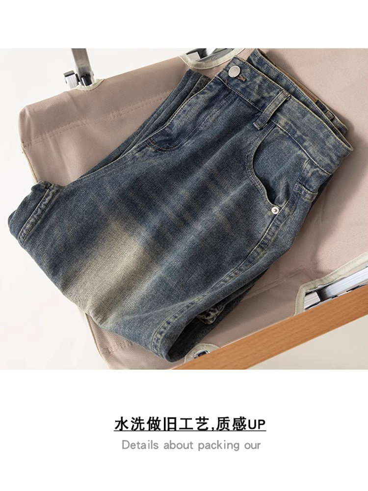 AMERICAN HIGH STREET RETRO FLEECE JEANS MENS WIDE-LEG LOOSE STRAIGHT BOOTCUT VIBE PANTS 2024 AUTUMN AND WINTER NEW