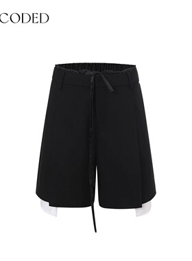 Uncoded黑色A字拼接短裤女宽松优雅显瘦百搭25秋冬新款 KWWA1D245