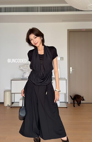#UNCODED 26春夏博主穿搭假两件荡领上衣2T235立裁西服裤裙R1K054