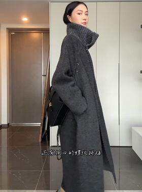 UNCODED 25冬季罗纹高领羊驼毛长大衣KWWW2W052