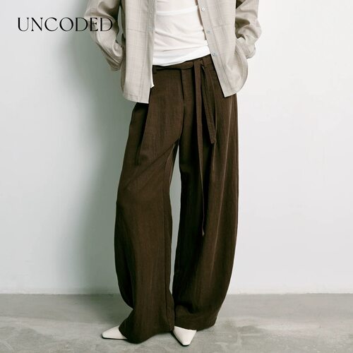 Uncoded26春垂感弯刀裤女高腰休闲显瘦长裤配：腰带KWLS2K206