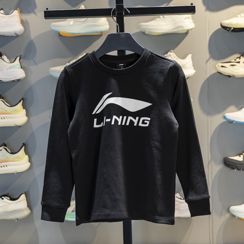 李宁长袖T恤男大童2025秋季新款儿童圆领套头卫衣打底衫YTLV112