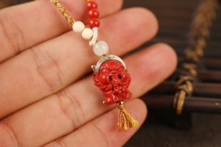 灵丹真朱砂一生安S925纯银镶嵌小钟馗项链吊坠送礼平安