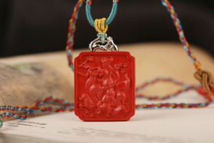 灵丹真朱砂一生安九尾狐项链吊坠桃花yin缘送礼镶嵌S925纯银牌子