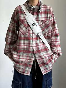 衬衫 复古磨毛格纹格子长袖 外套男女 24AW美式 山月拾酒