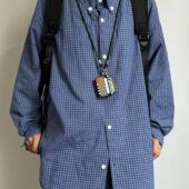 25AW蓝格衬衫 高级休闲宽松春秋季 宽松日系长袖 山月拾酒 男女衬衫