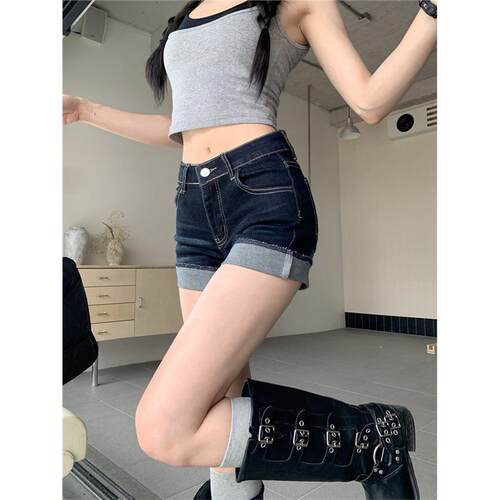 美式辣妹高腰性感热裤牛