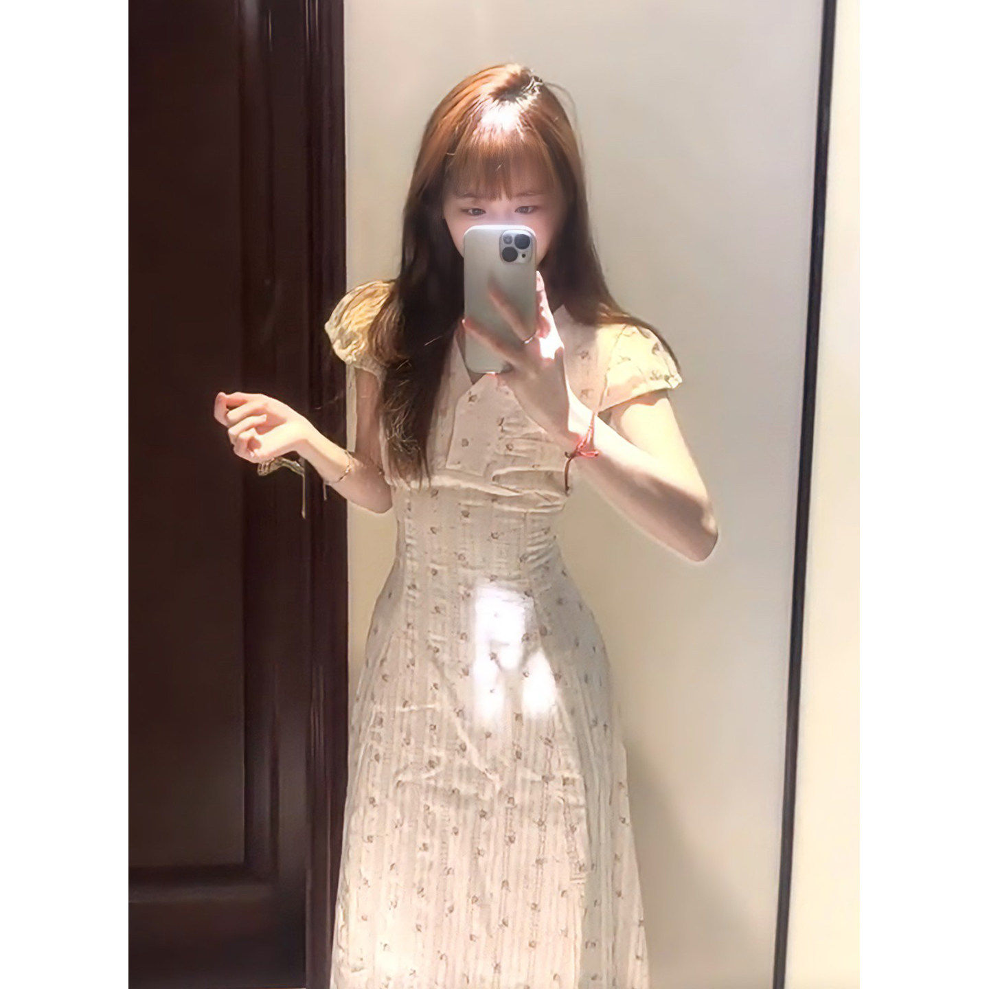 学院风甜美碎花收腰洋装女夏温柔气质初恋公主裙修身长裙小个子