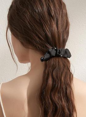 DAINEI岱妮珍珠褶皱竖发夹香蕉夹女款气质甜美高马尾夹子横夹发饰