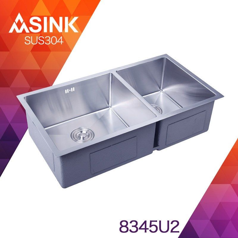 跨境电商304不锈钢手工盆水槽台下盆大双槽厨房洗菜盆8345U2,家装主材,水槽套餐,淘宝优惠券,粉丝福利购,淘宝优惠卷