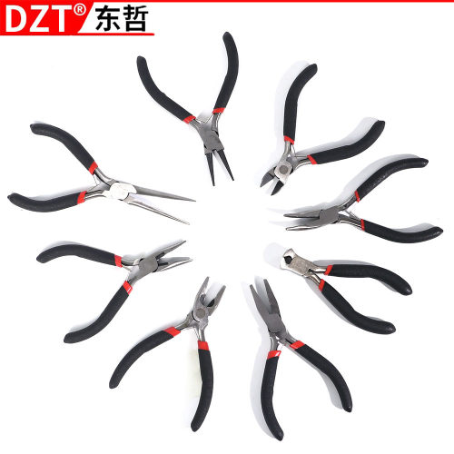 DZT/东哲 红黑沾塑柄8件套手掌大小迷你钳维修4寸5寸钳子套装