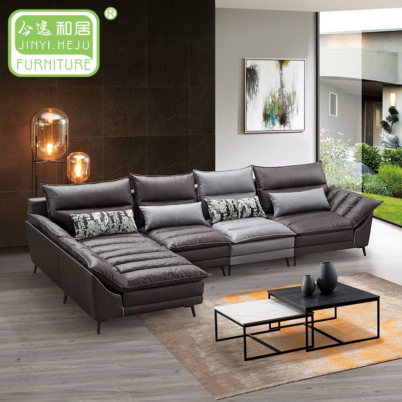 意式极简科技布沙发客厅组合佛山沙发小户型简约直排乳胶转角沙发