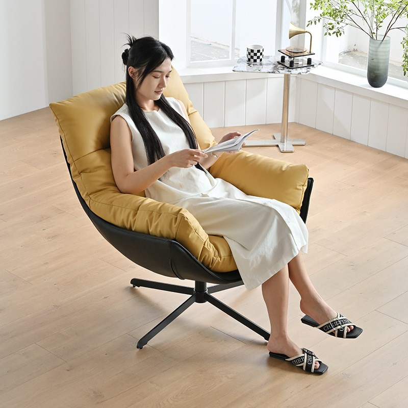 休闲椅劳伦斯现代简约单人椅北欧旋转美式客厅极简懒人沙发椅阳台