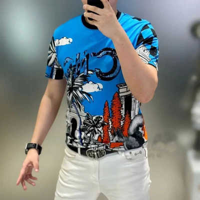 夏季潮牌印花高端轻奢上衣男士