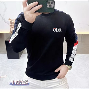 欧蒂然潮牌秋季新款男士圆领套头卫衣刺绣撞色设计百搭高端时尚
