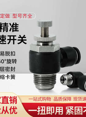 智鑫云机械手配件专用气管接头 SL调速阀黑色不锈钢螺纹快拧