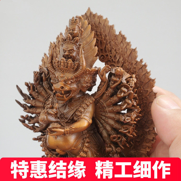 藏式紫铜吉祥天母大威德铜像摆件