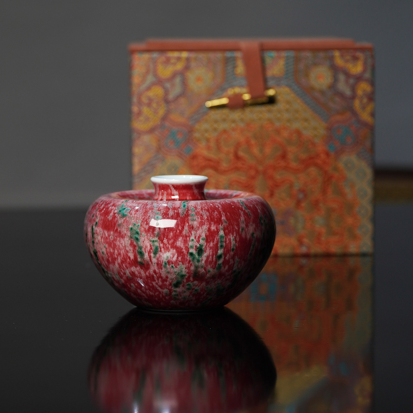 大鱼美器 美人醉苹果尊 景德镇陶瓷花瓶礼品纯手工窑变釉花器小号