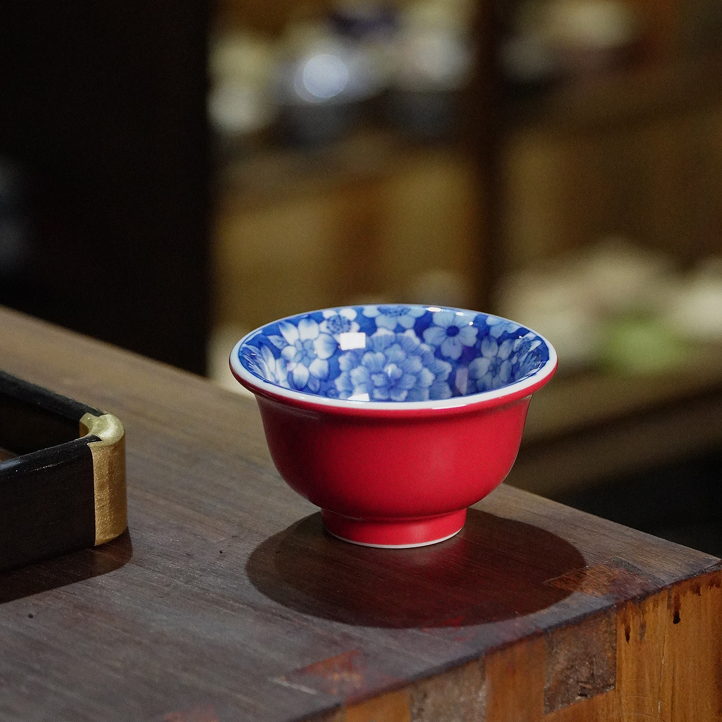 大鱼美器青花小压手杯景德镇纯手工手绘釉下彩陶瓷主人杯节日礼物