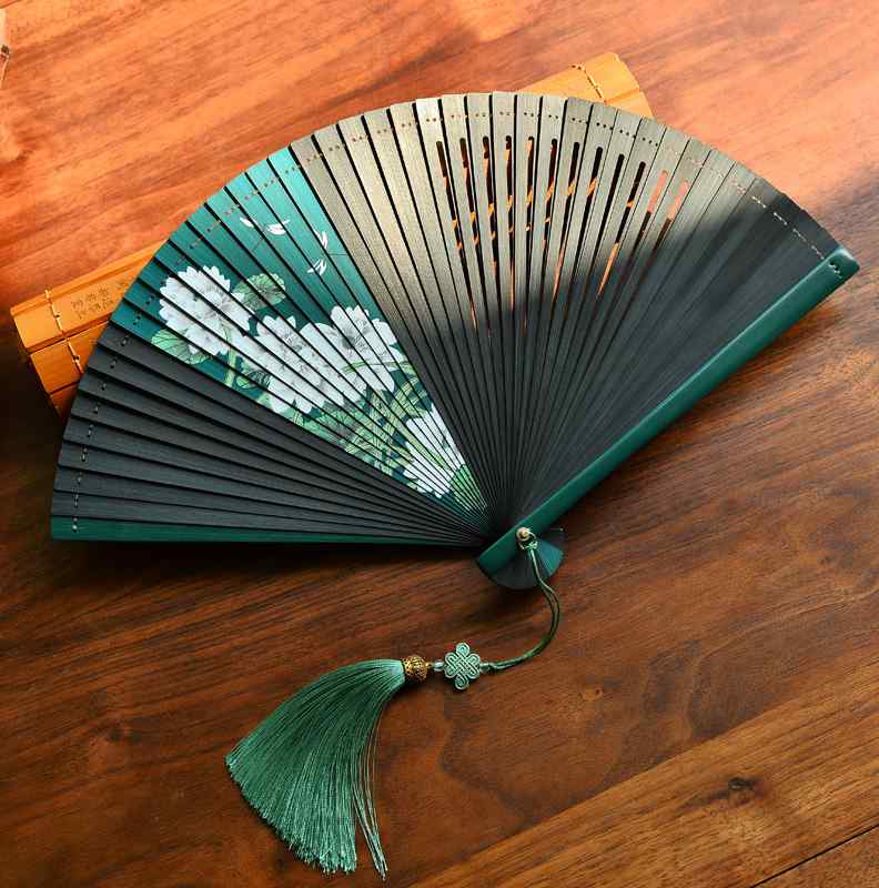 古风全竹白荷小折扇女式随身跳舞扇子汉服舞蹈旗袍走秀复古中国风