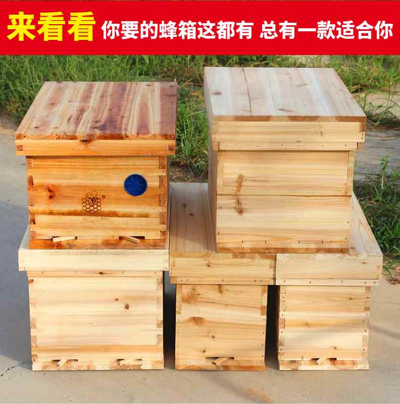 蜜蜂箱全套成品煮蜡蜂箱1.5公分厚杉木蜂箱中蜂箱五框七框育王箱