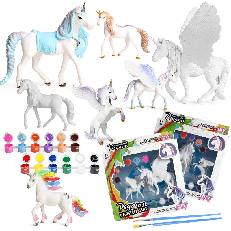 儿童绘画制作涂色动物模型玩具