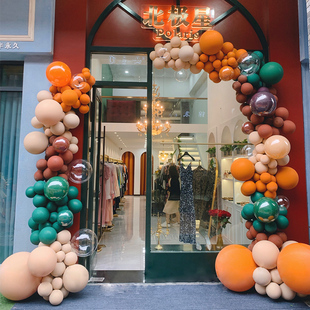 小红书爱玛橙气球链立柱拱门支架店铺开业周年庆节日活动场景布置