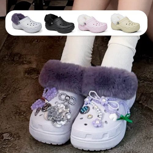 Crocs卡骆驰经典云朵暖绒洞洞鞋