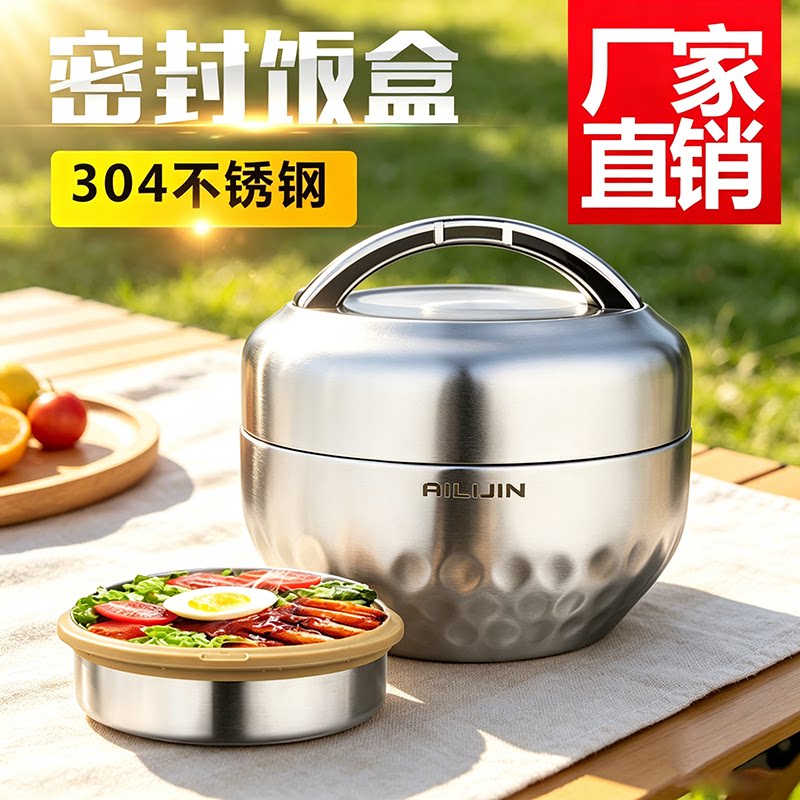 304不锈钢苹果型保温盒便当盒