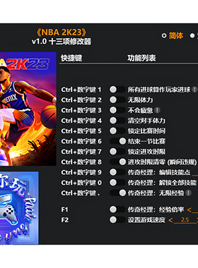 《NBA 2K23》修改器 Steam正版专用电脑科技辅助工具不含游戏