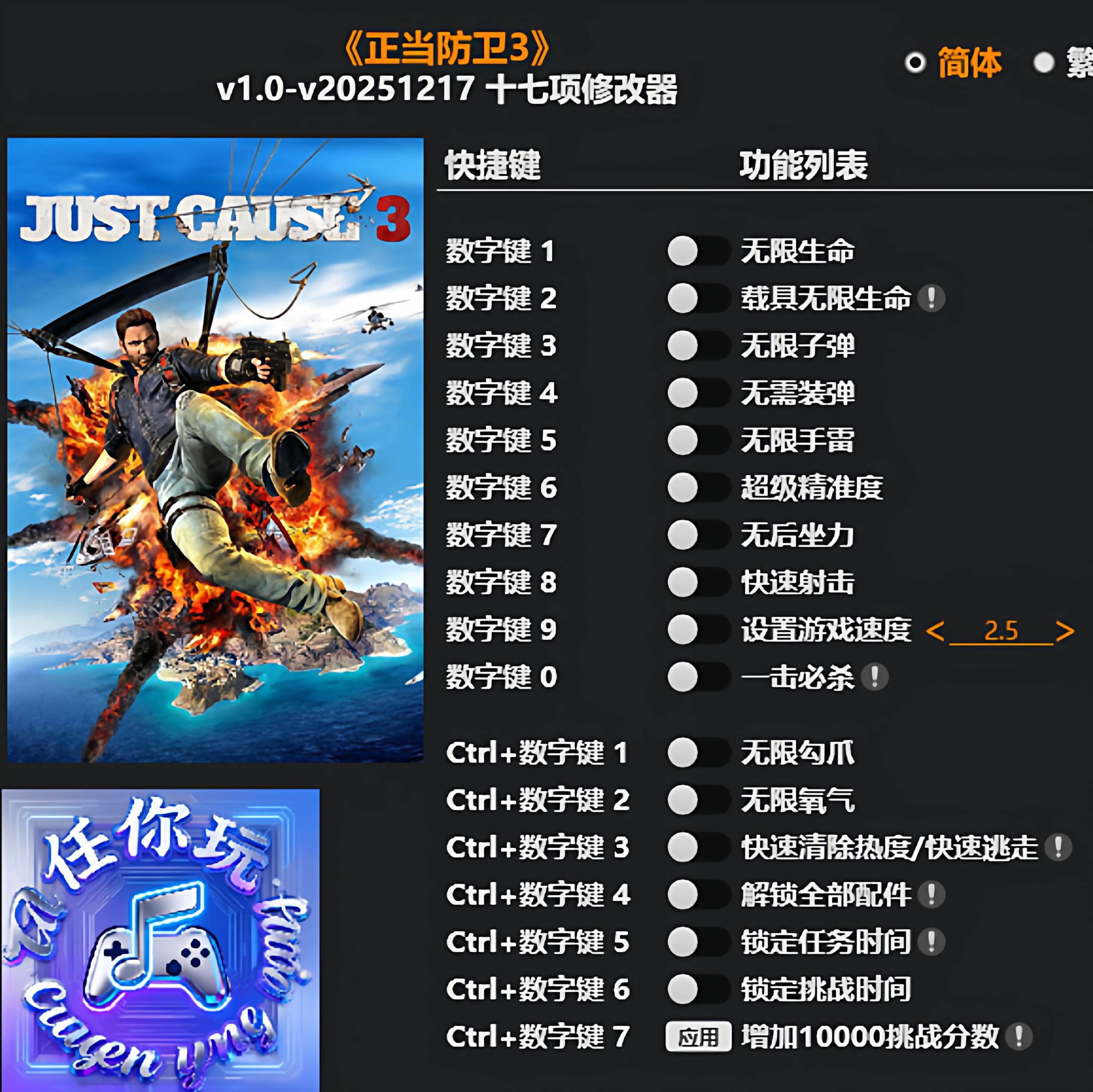 《正当防卫3》修改器 Steam正版专用电脑科技辅助工具不含游戏